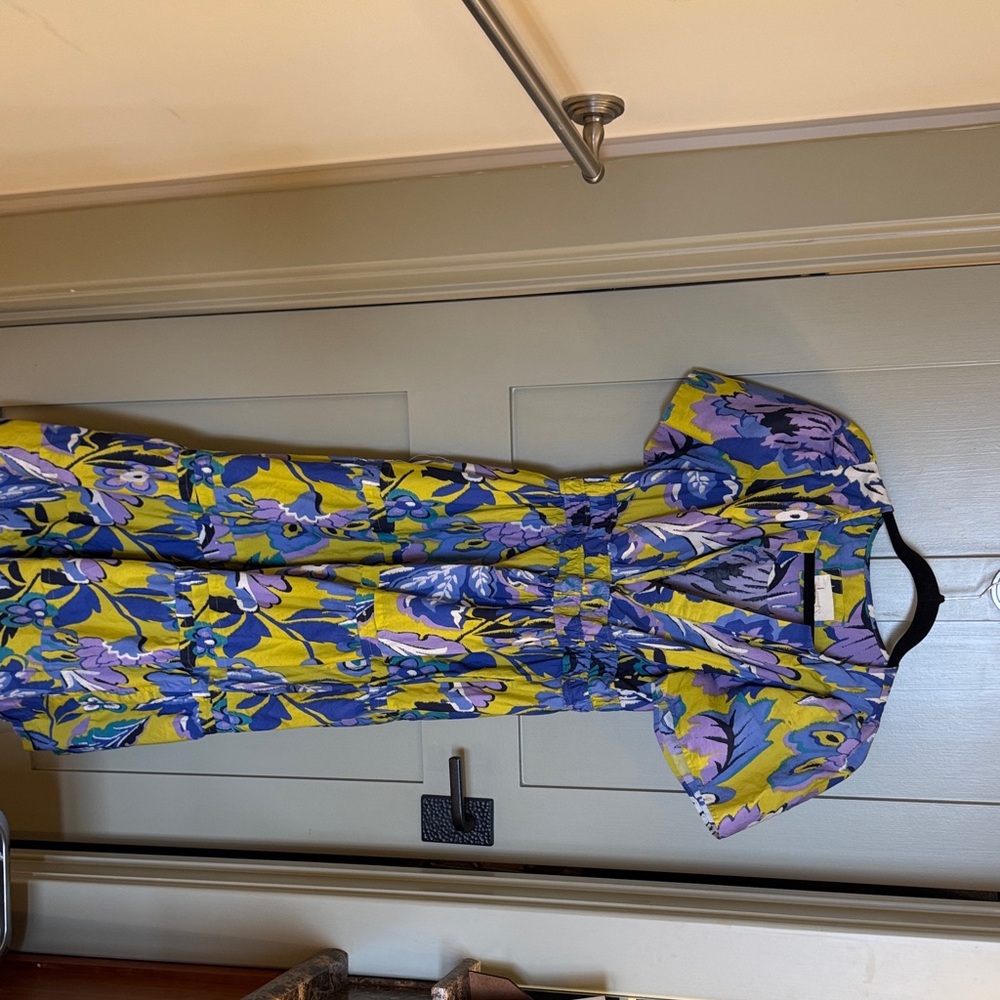 Anthropologie Yellow, Purple and Blue Floral Maxi Dress